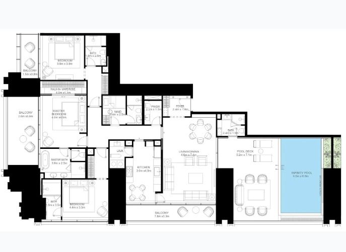 3 Bedroom floor plan