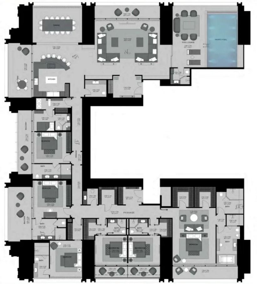 6 Bedroom Penthouse floor plan