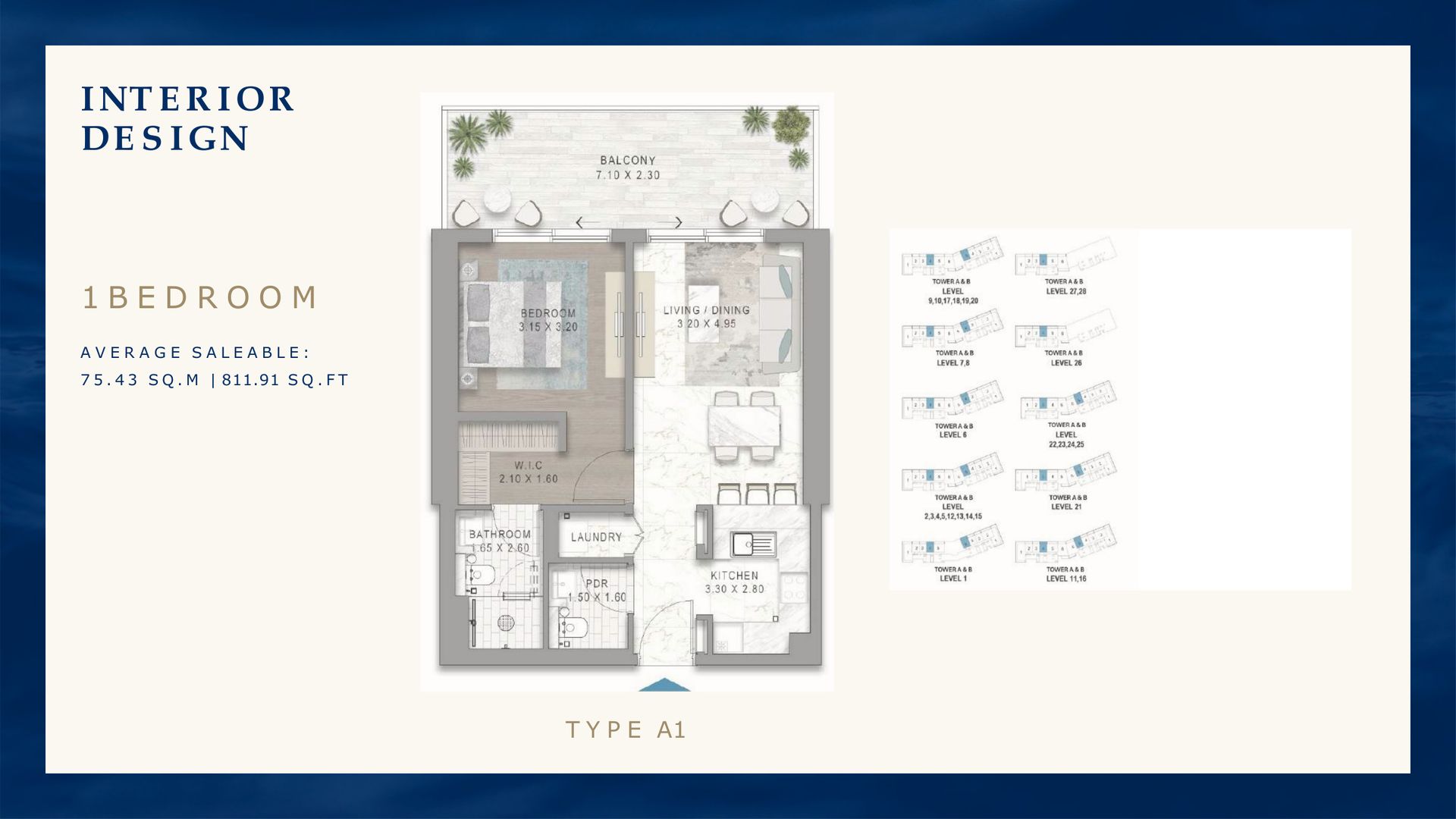 1 Bedroom floor plan — Chelsea Residences