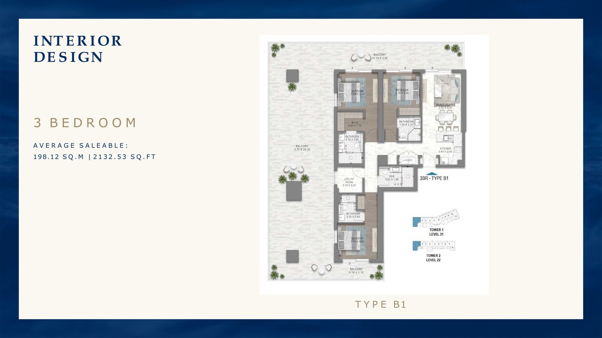 3 Bedroom floor plan — Chelsea Residences