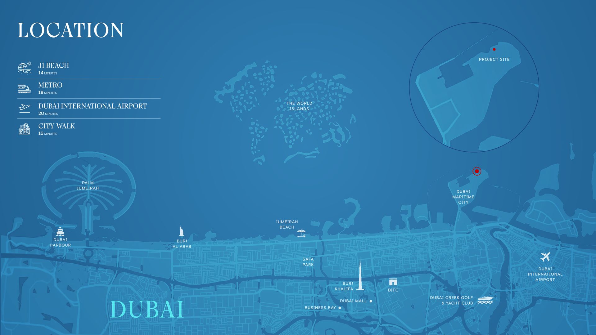 Chelsea Residences location — Dubai Maritime City