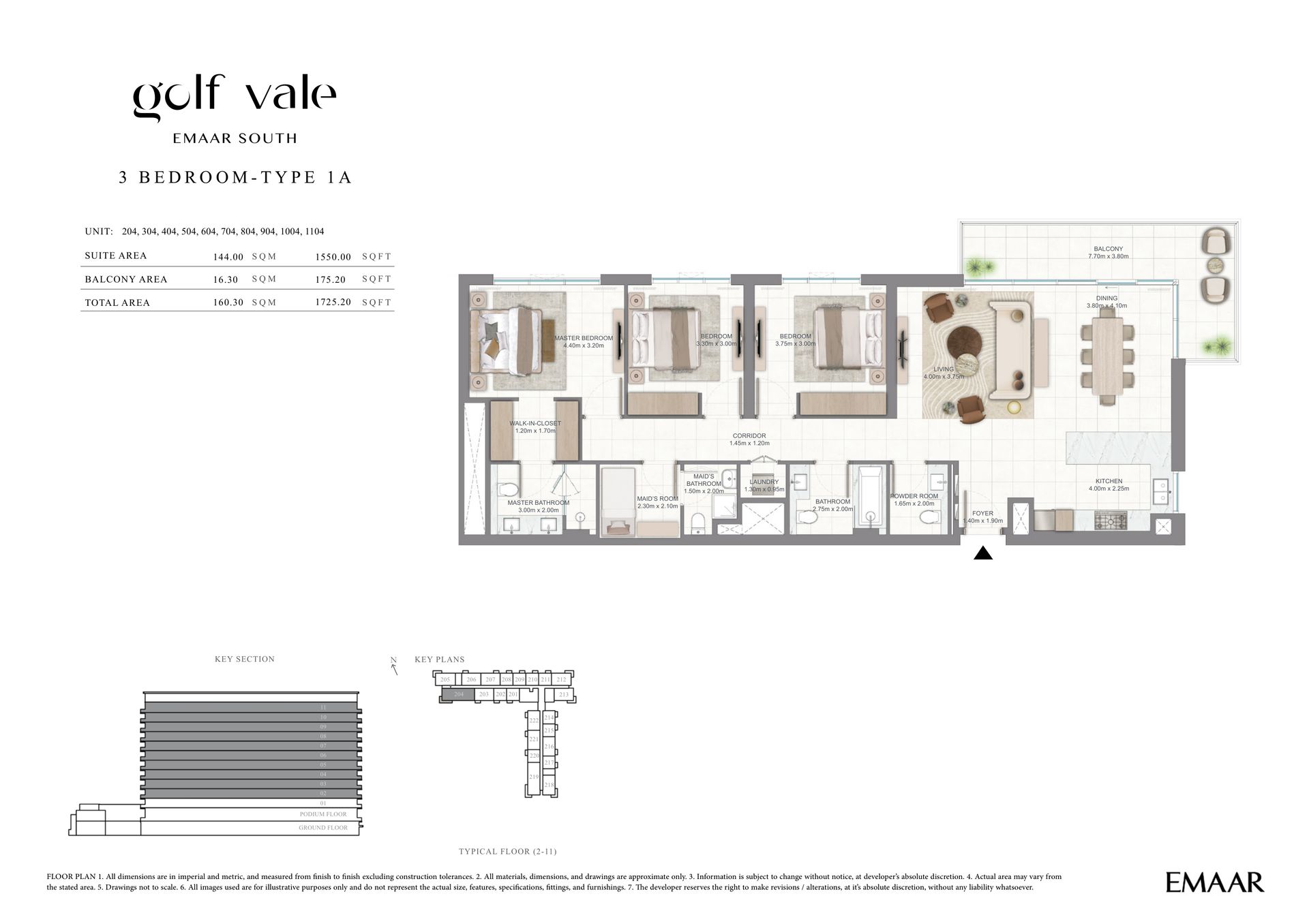 3 Bedroom apartment floor plan