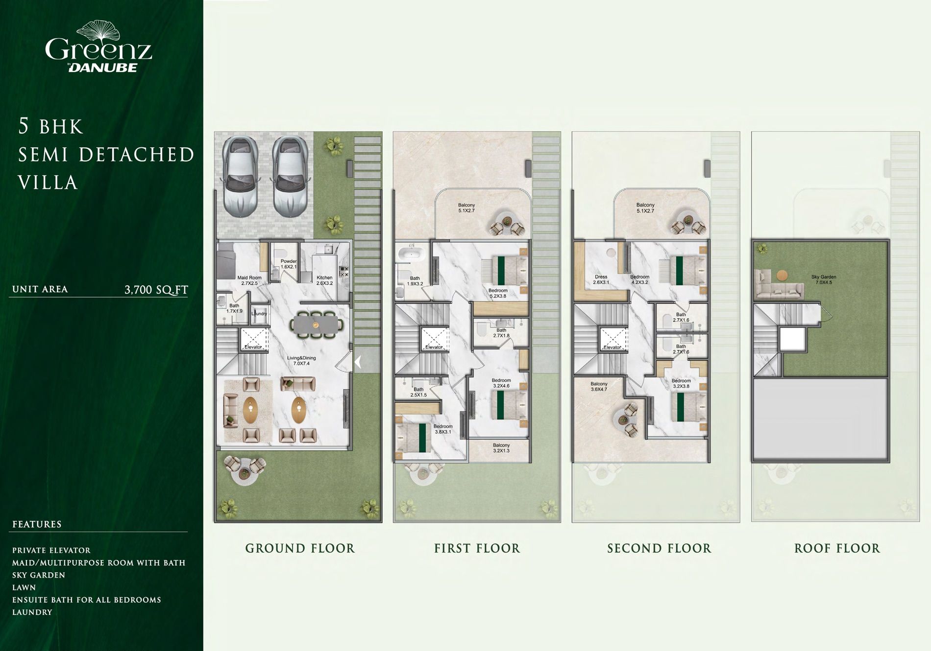 5 BHK Semi-Detached Villa floor plan