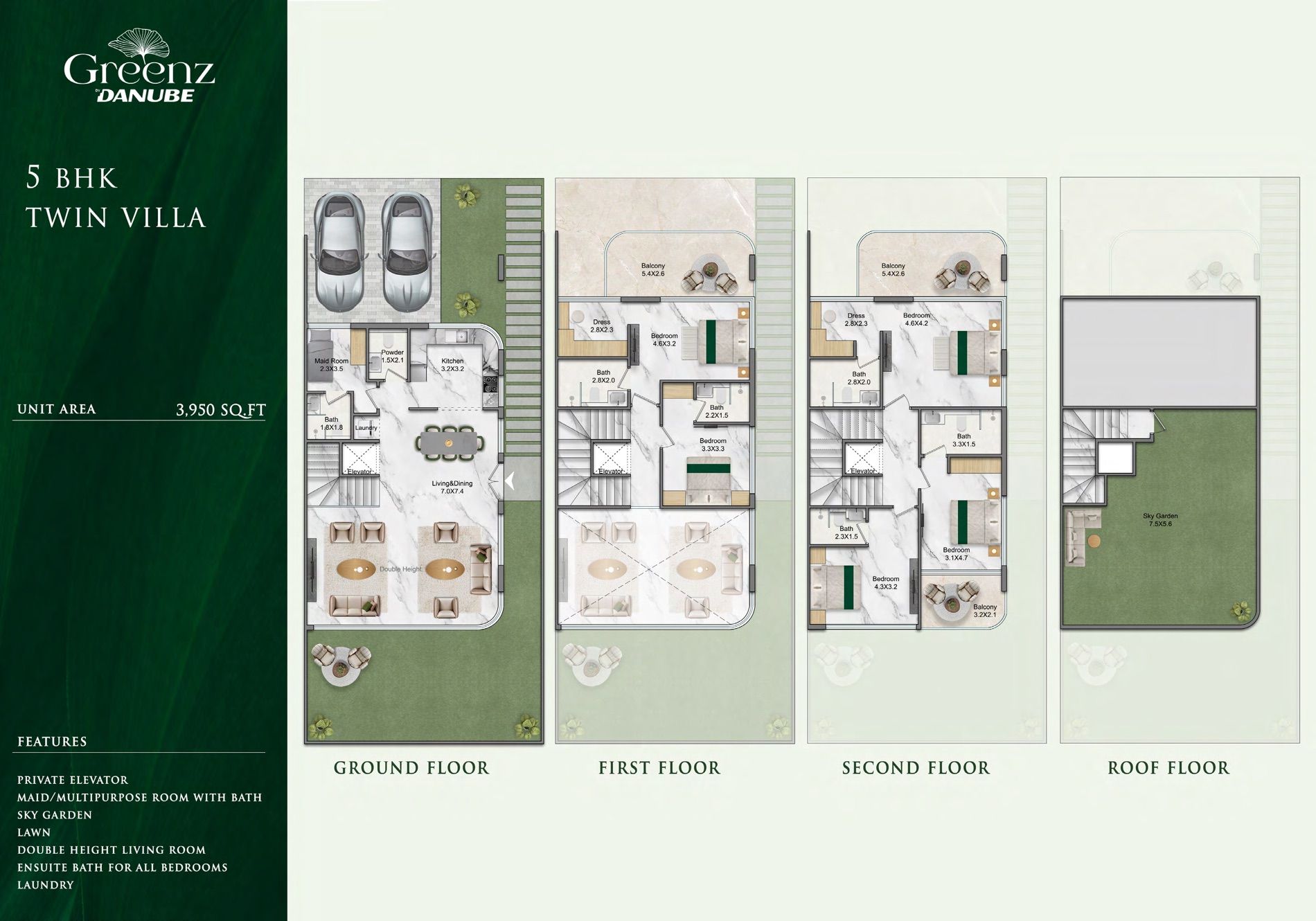 5 BHK Twin Villa floor plan