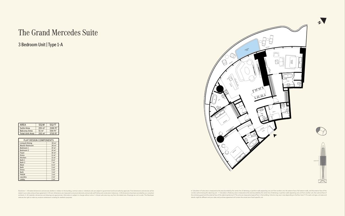 3 Bedroom Grand Mercedes Suite floor plan