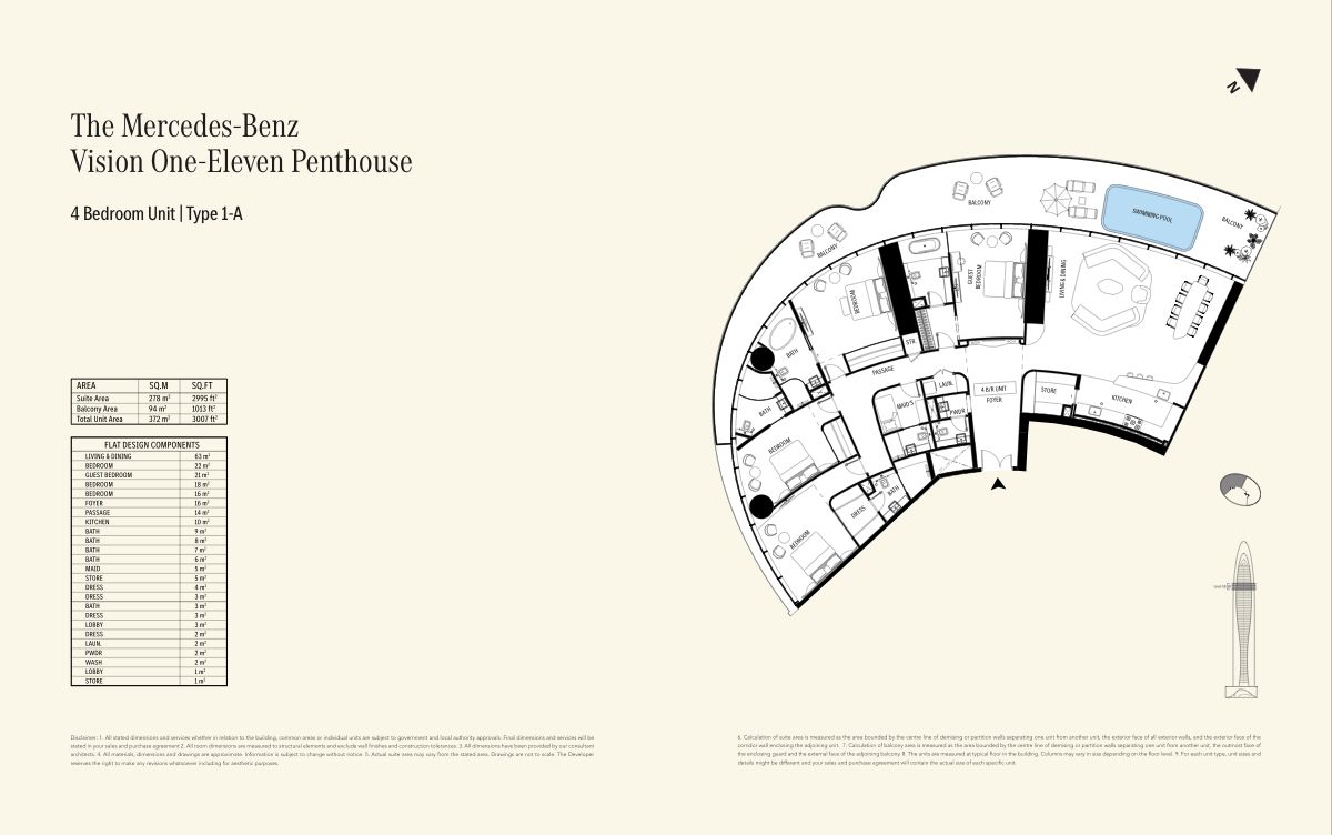 4 Bedroom Vision One-Eleven Penthouse floor plan