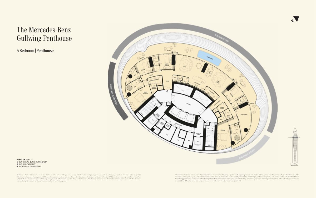 5 Bedroom Gullwing Penthouse floor plan — Mercedes-Benz Places