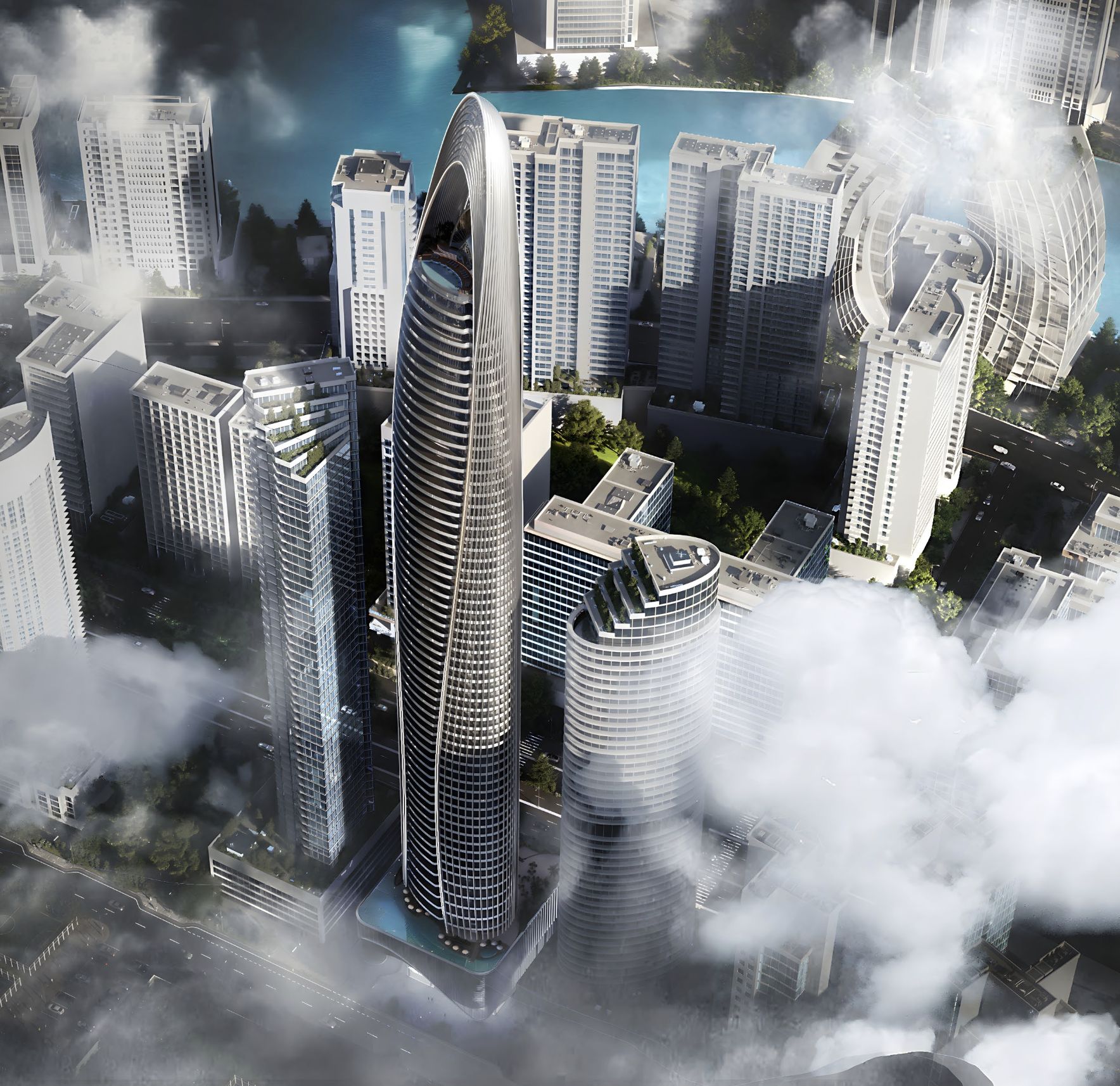 Mercedes-Benz Places — Green marble spa with Burj Khalifa view
