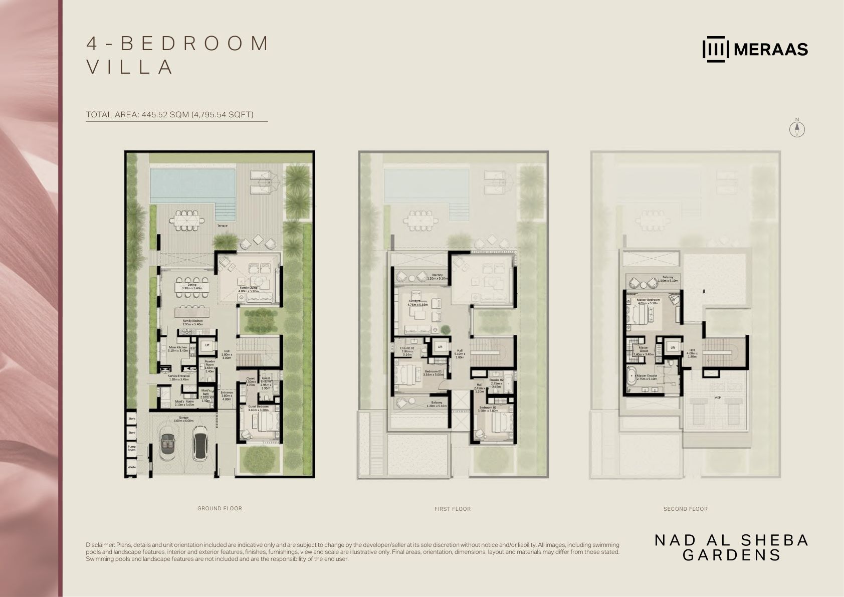 4 Bedroom Villa floor plan — Nad Al Sheba Gardens Phase 9