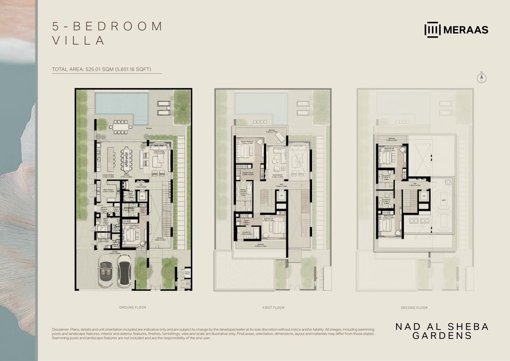5 Bedroom Villa floor plan — Nad Al Sheba Gardens Phase 9