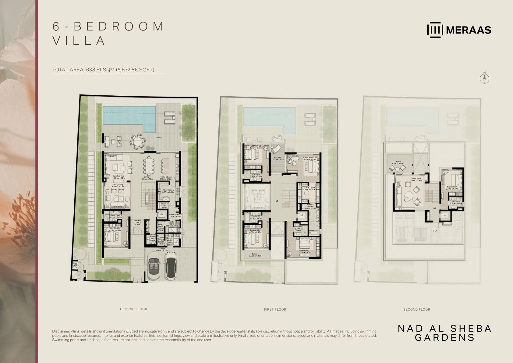 6 Bedroom Villa floor plan — Nad Al Sheba Gardens Phase 9