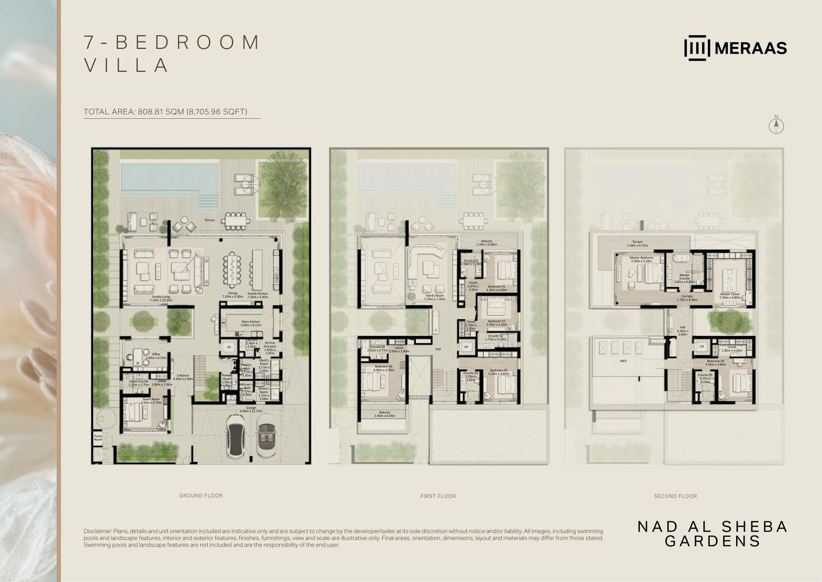 7 Bedroom Villa floor plan — Nad Al Sheba Gardens Phase 9