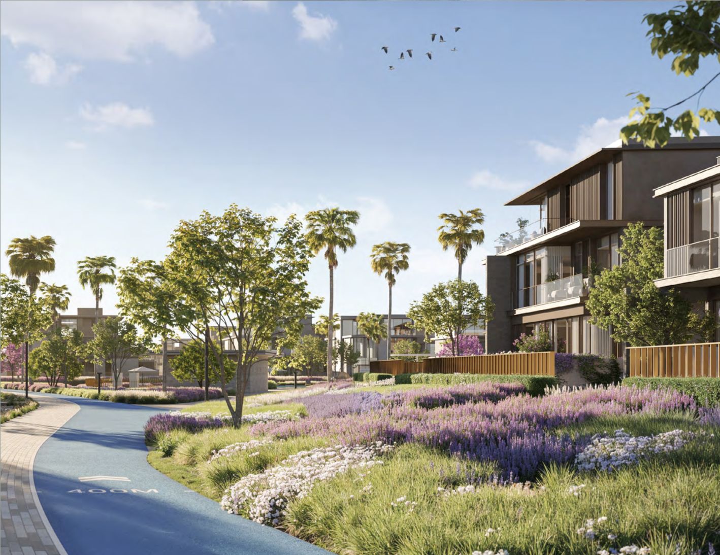 Nad Al Sheba Gardens running track and villas