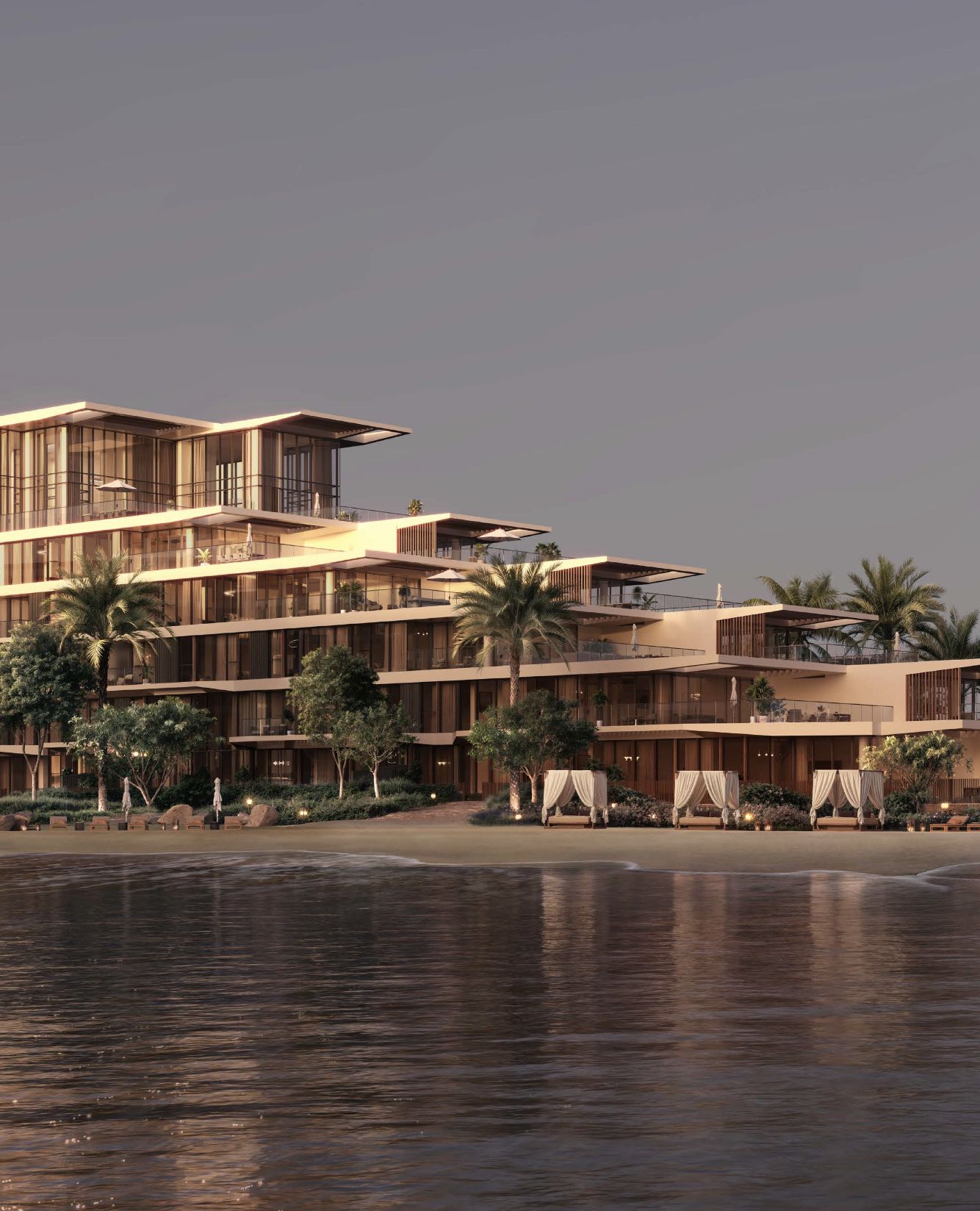 Palm Central — Evening view from the waterfront