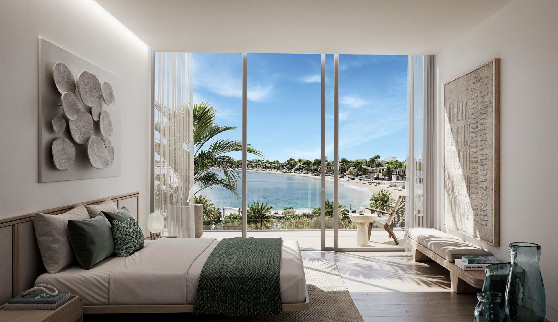 Palm Central — Master bedroom with direct beach view