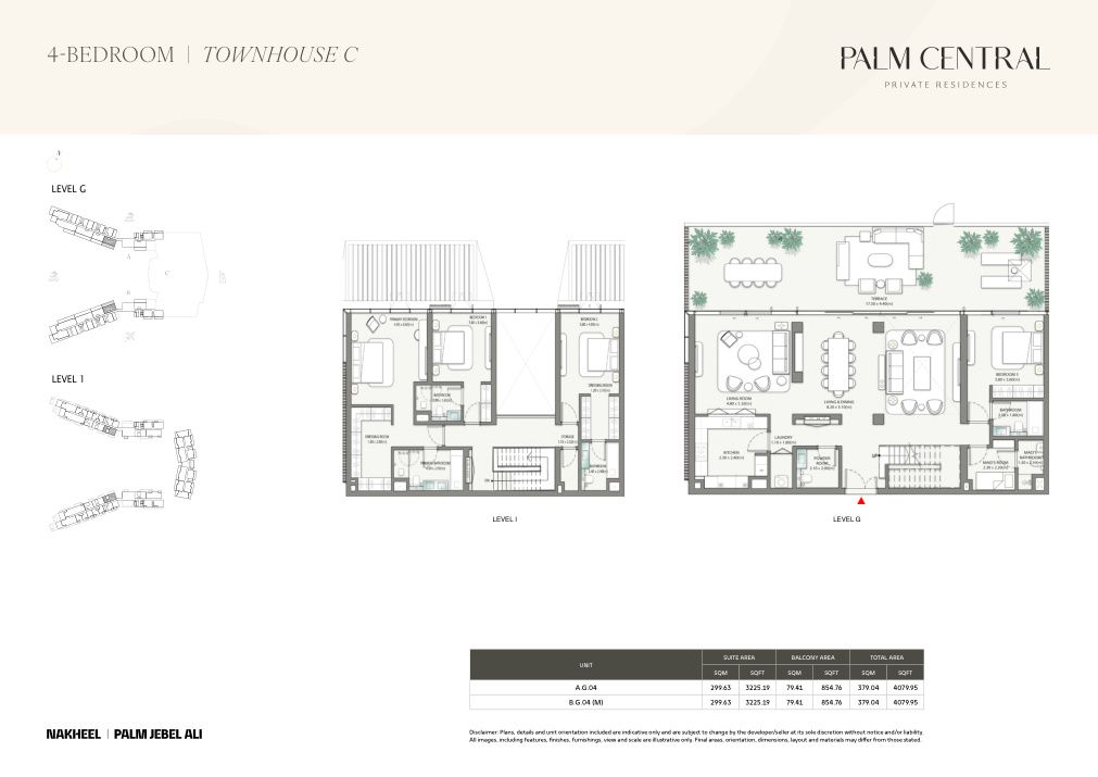 4-Bedroom Townhouse floor plan — Palm Central Private Residences