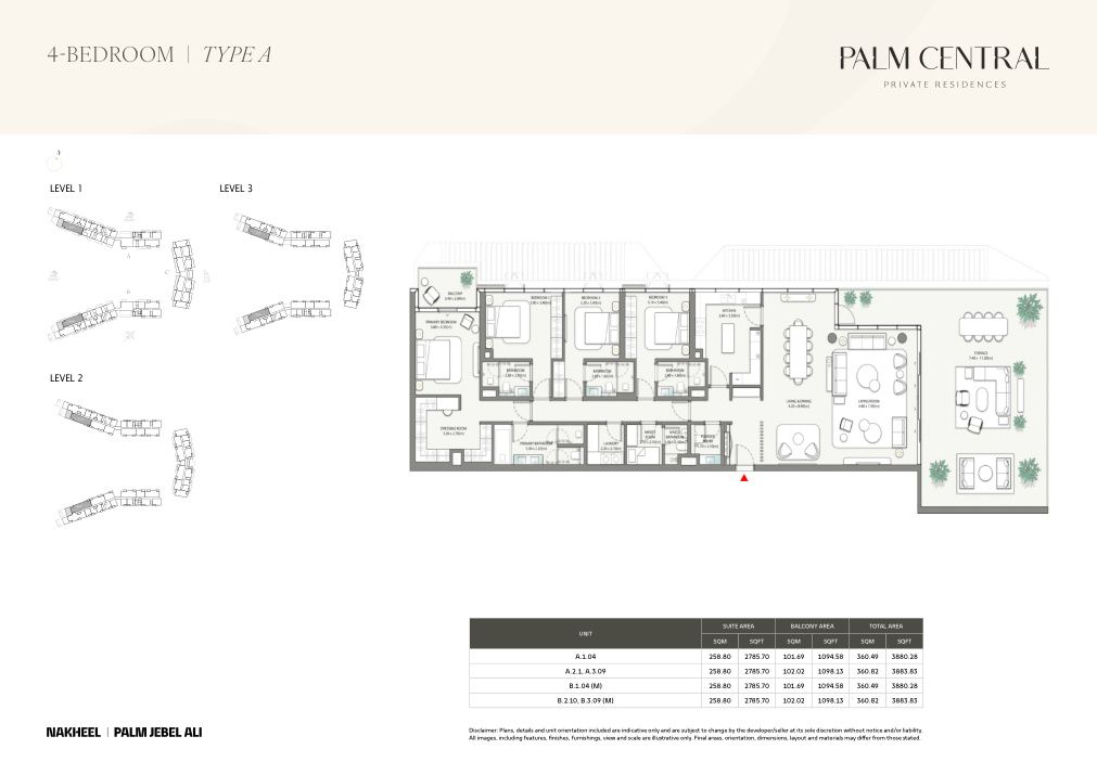 4-Bedroom floor plan — Palm Central Private Residences