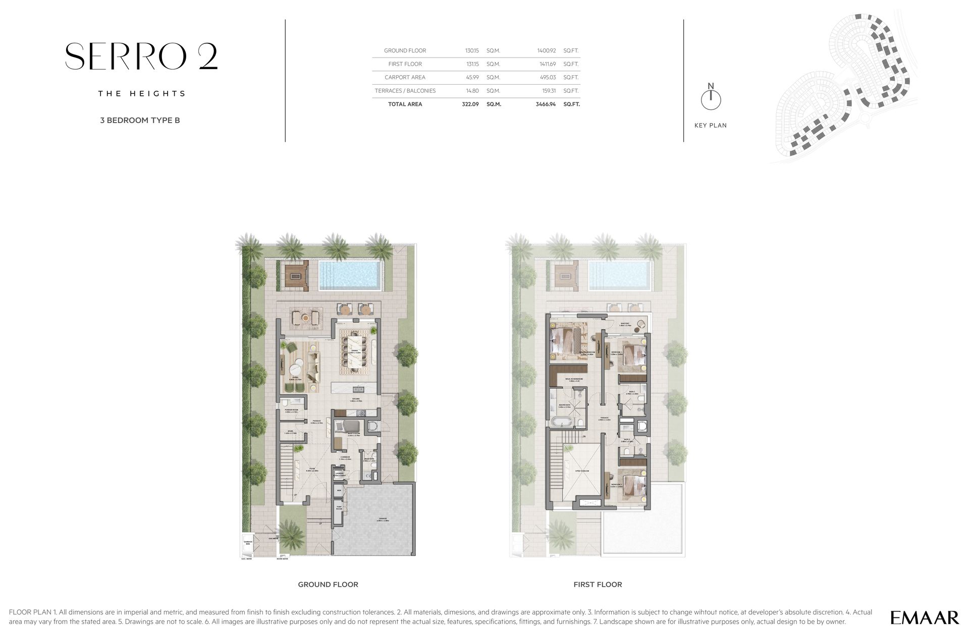 3 Bedroom Type B Villa floor plan — Serro 2